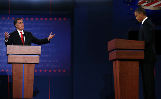 Mitt Romney and Barack Obama debate in Denver on Oct. 3, 2012. (Getty Images)